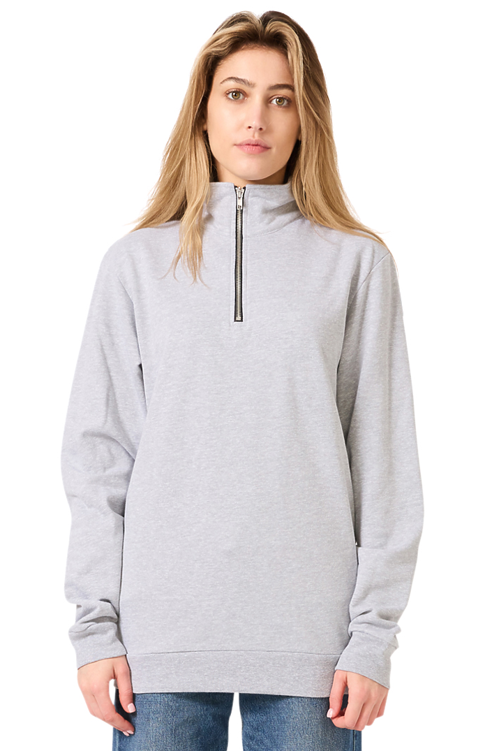 Royal Apparel 13558 Unisex Fleece Quarter Zip - Heather Grey