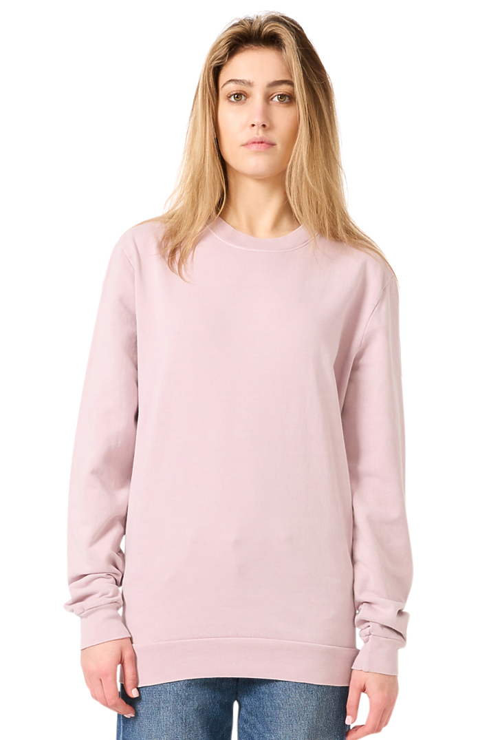 Royal Apparel 13559PD Unisex Vintage Pigment Dyed Fleece Crew Sweatshirt - Mauve
