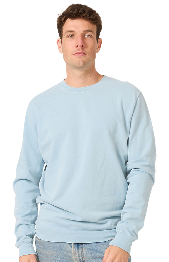 Royal Apparel 13559PD Unisex Vintage Pigment Dyed Fleece Crew Sweatshirt - Bluestone