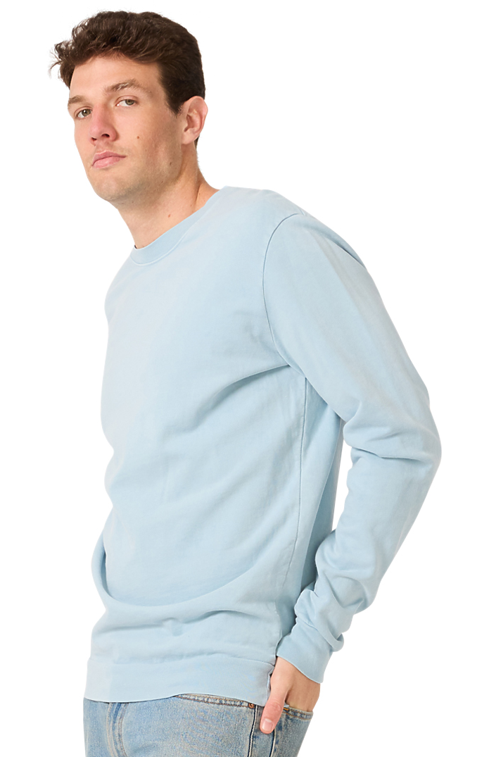 Royal Apparel 13559PD Unisex Vintage Pigment Dyed Fleece Crew Sweatshirt - Bluestone
