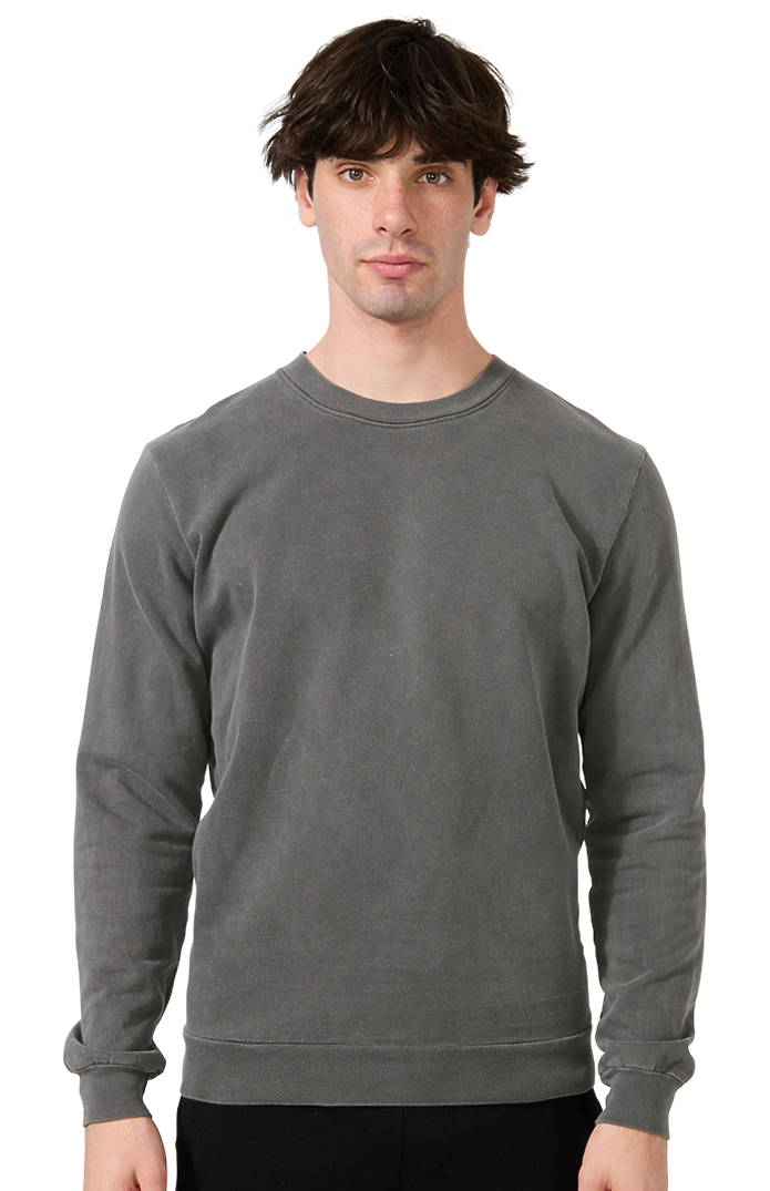 Royal Apparel 13559PD Unisex Vintage Pigment Dyed Fleece Crew Sweatshirt - Charcoal