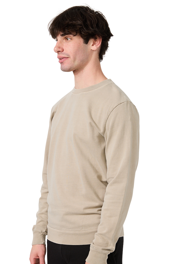 Royal Apparel 13559PD Unisex Vintage Pigment Dyed Fleece Crew Sweatshirt - Khaki