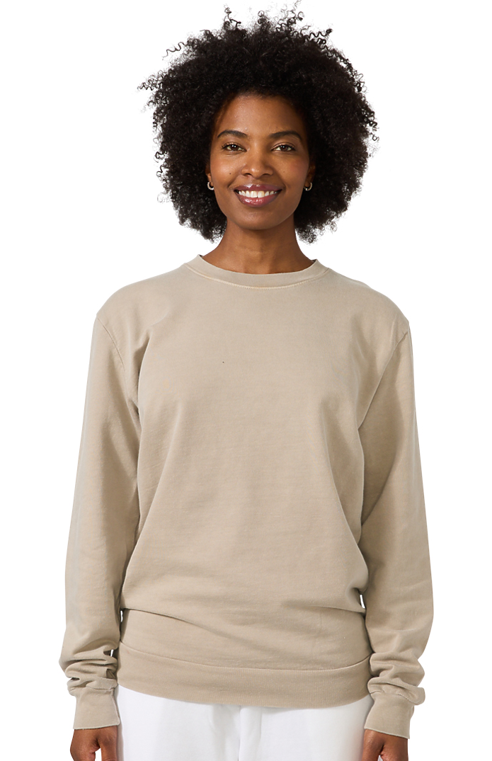Royal Apparel 13559PD Unisex Vintage Pigment Dyed Fleece Crew Sweatshirt - Khaki