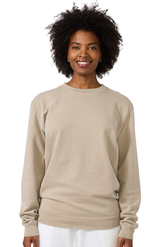 Royal Apparel 13559PD Unisex Vintage Pigment Dyed Fleece Crew Sweatshirt - Khaki