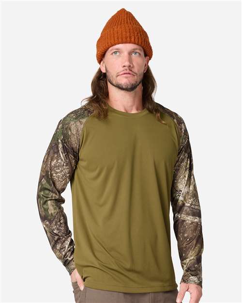 RealTree RT3104 Unisex Realtree® Performance Colorblocked Long Sleeve T-Shirt Wholesale