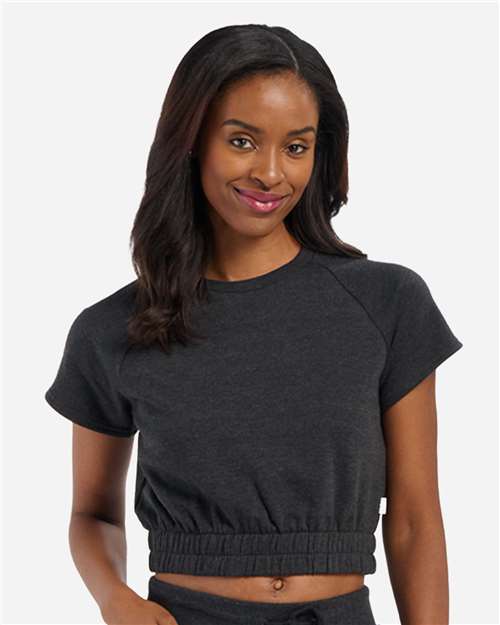 Boxercraft Women's French Terry Short Sleeve Cropped Crewneck Sweatshirt - Boxercraft BW2103