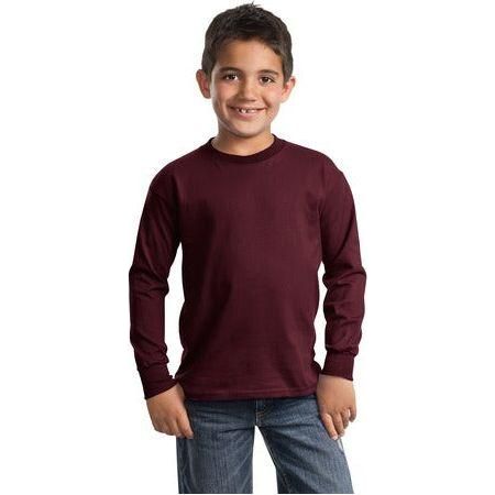 Youth Long Sleeve 100% Cotton T-Shirts Joe's USA X-Small (2-4) Athletic Maroon