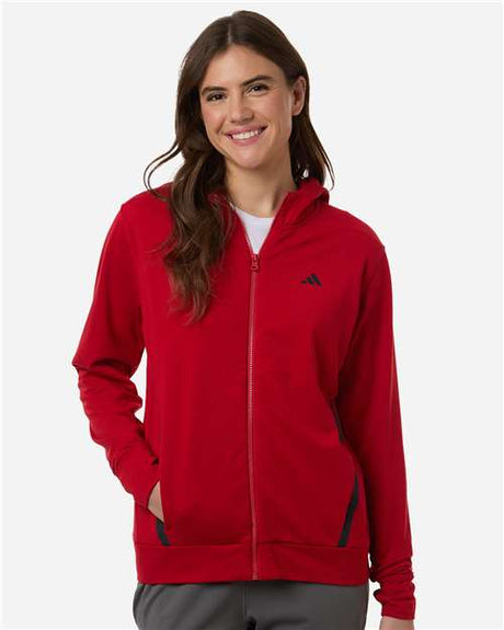 Adidas Women's Game & Go Fleece Full-Zip Hooded Sweatshirt - Adidas AT209