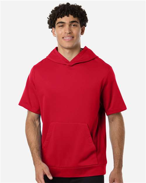Team 365 Unisex Squad Tech Fleece Hooded Short-Sleeve Sweatshirt - Team 365 TT404