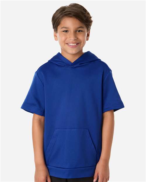 Team 365 Youth Squad Tech Fleece Hooded Short-Sleeve Sweatshirt - Team 365 TT404Y