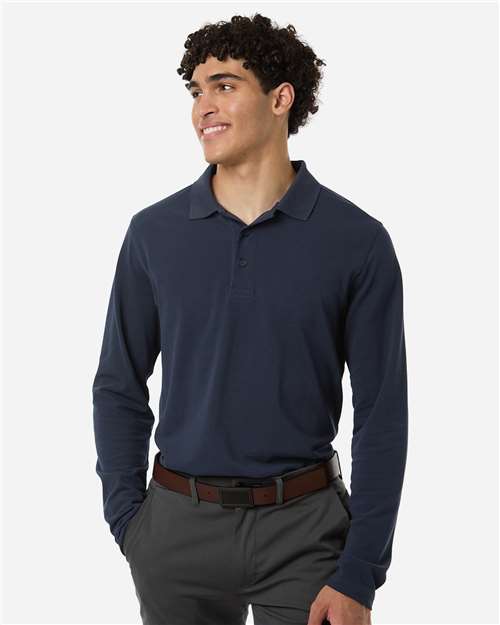 Harriton Men's Valiant Cotton Snag Protect Long-Sleeve Polo - Harriton M205L