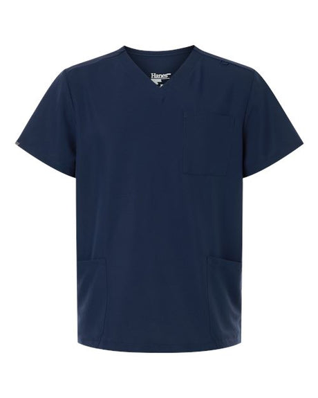 Hanes HMB002 Men's V-Neck 3-Pocket Scrub Top