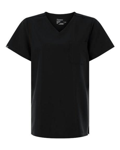 Hanes HSB000 Women's V-Neck 1-Pocket Scrub Top