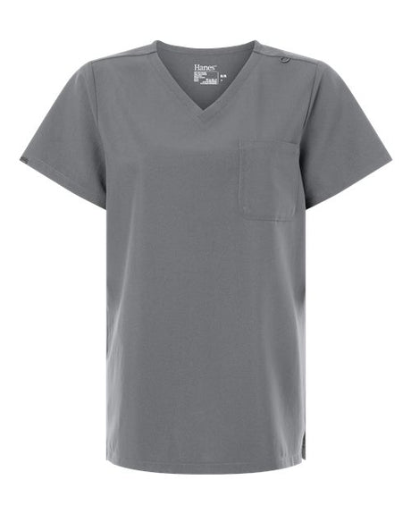 Hanes HSB000 Women's V-Neck 1-Pocket Scrub Top