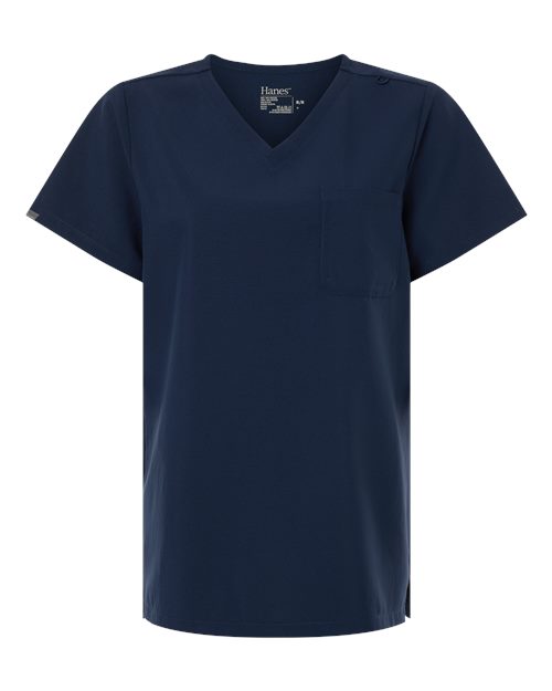 Hanes HSB000 Women's V-Neck 1-Pocket Scrub Top