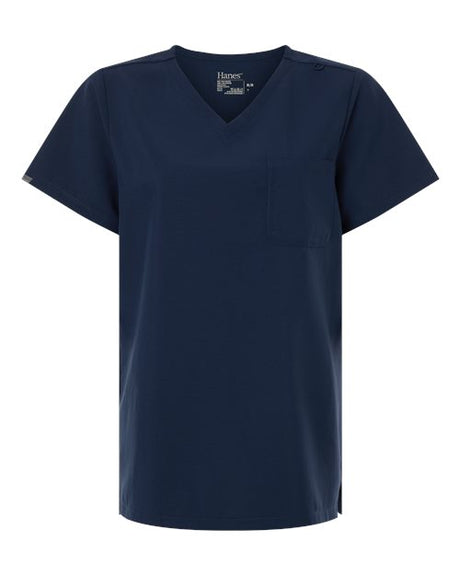 Hanes HSB000 Women's V-Neck 1-Pocket Scrub Top