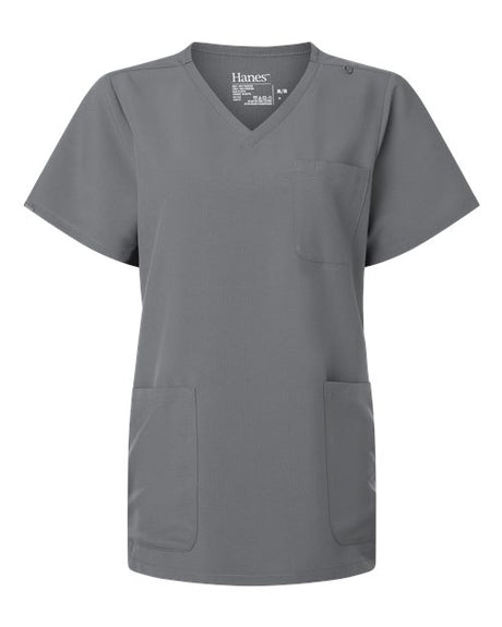Hanes HSB002 Women's V-Neck 3-Pocket Scrub Top