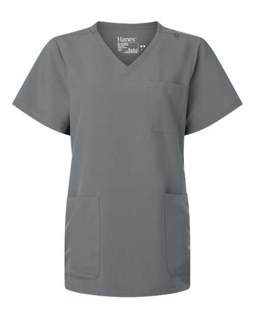 Hanes HSB002 Women's V-Neck 3-Pocket Scrub Top