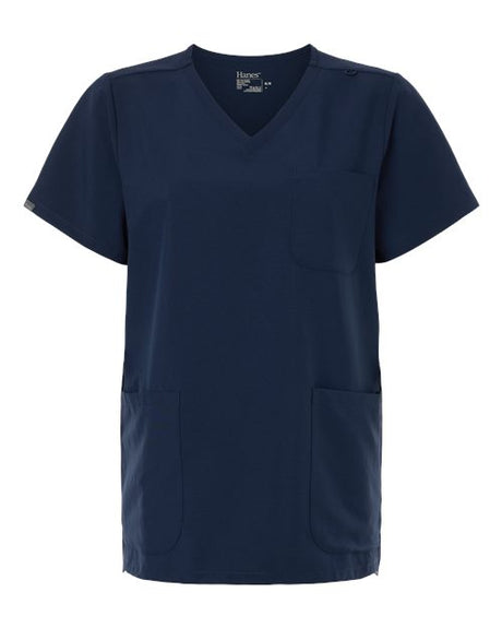 Hanes HSB002 Women's V-Neck 3-Pocket Scrub Top
