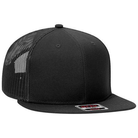 OTTO CAP "OTTO SNAP" 6 Panel Pro Style Mesh Back Trucker Snapback Hat OTTO 141-1070 Otto Cap 003 - Black OSFM - Adult