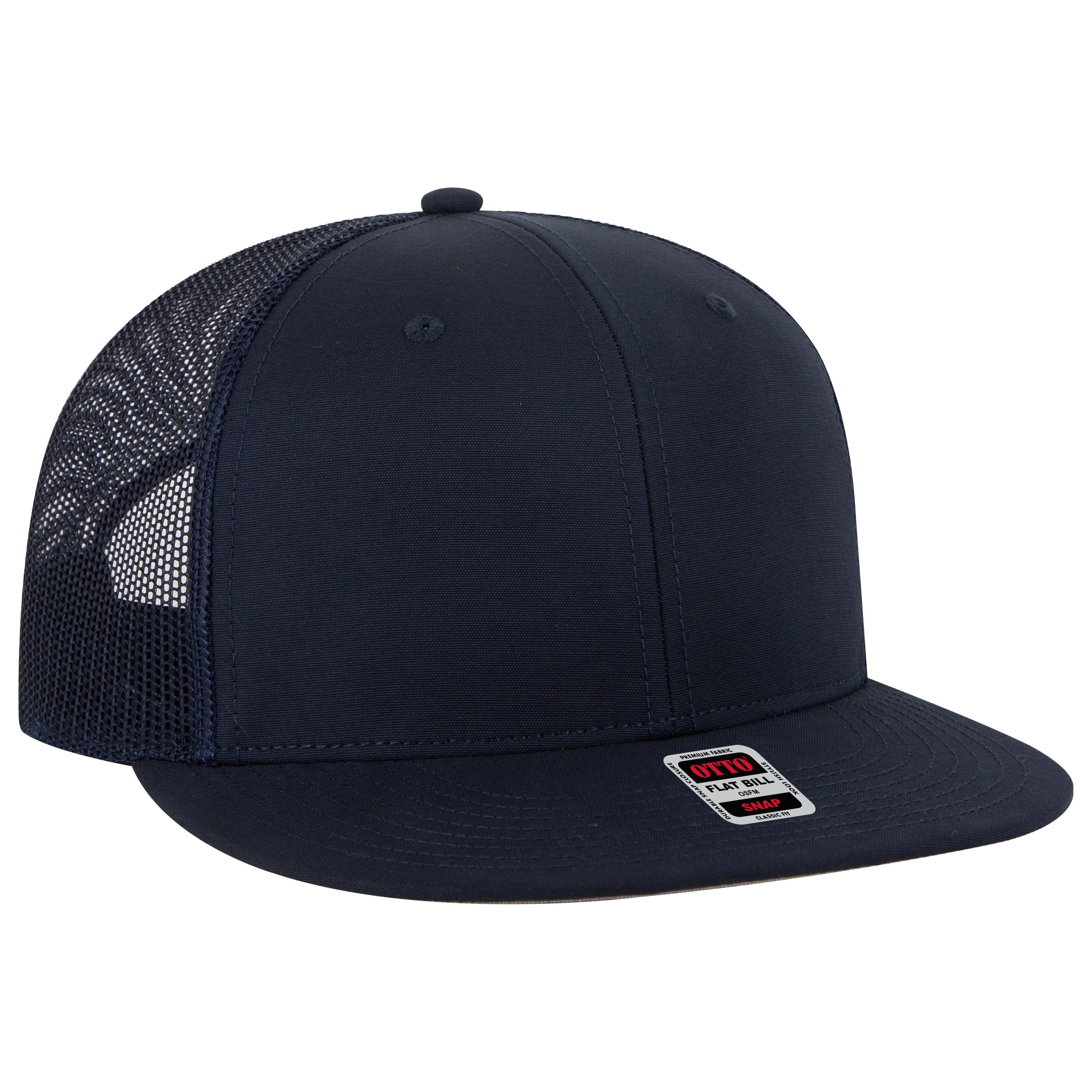 OTTO CAP "OTTO SNAP" 6 Panel Pro Style Mesh Back Trucker Snapback Hat OTTO 141-1070 Otto Cap 004C - Navy OSFM - Adult