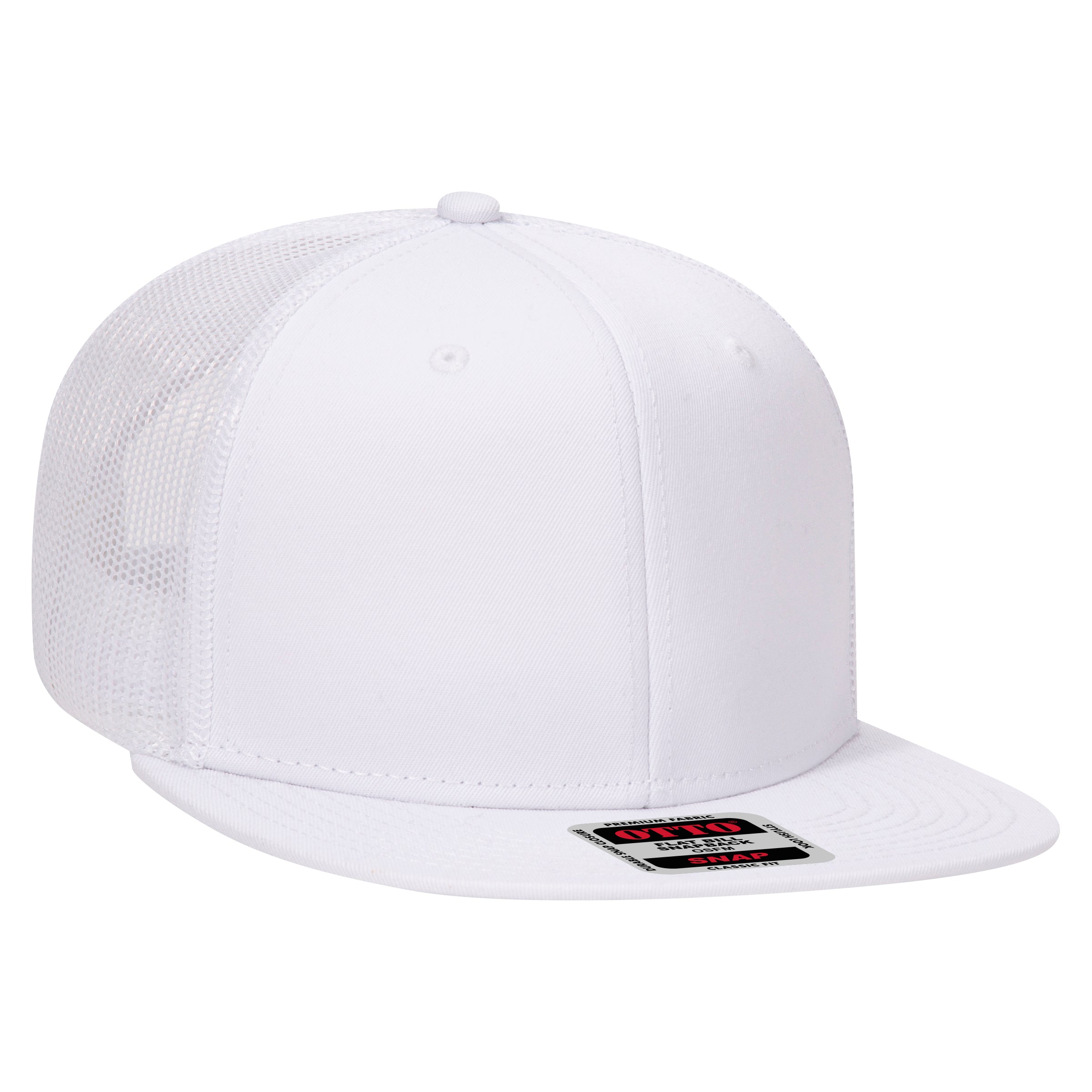 OTTO CAP "OTTO SNAP" 6 Panel Pro Style Mesh Back Trucker Snapback Hat OTTO 141-1070 Otto Cap 016 - White OSFM - Adult