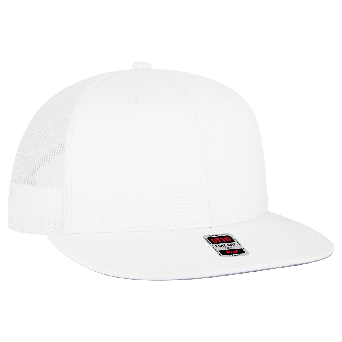 OTTO CAP "OTTO SNAP" 6 Panel Pro Style Mesh Back Trucker Snapback Hat OTTO 141-1070 Otto Cap 016C - White OSFM - Adult