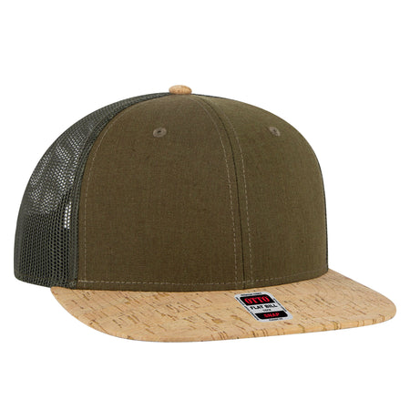 OTTO CAP "OTTO SNAP" 6 Panel Pro Style Mesh Back Trucker Snapback Hat OTTO 141-1070 Otto Cap 11283 - Cork/Ml Grn OSFM - Adult