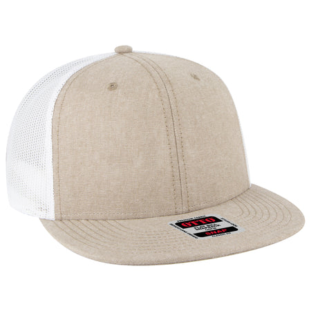 OTTO CAP "OTTO SNAP" 6 Panel Pro Style Mesh Back Trucker Snapback Hat OTTO 141-1070 Otto Cap 3216A - Khk/Wht OSFM - Adult