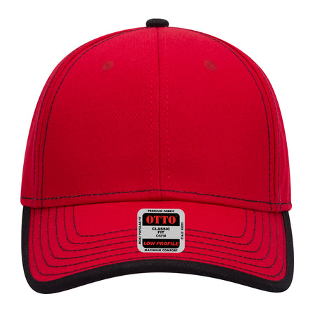 OTTO CAP 6 Panel Low Profile Baseball Cap OTTO 147-1071 Otto Cap 0203 - Red/Blk OSFM - Adult