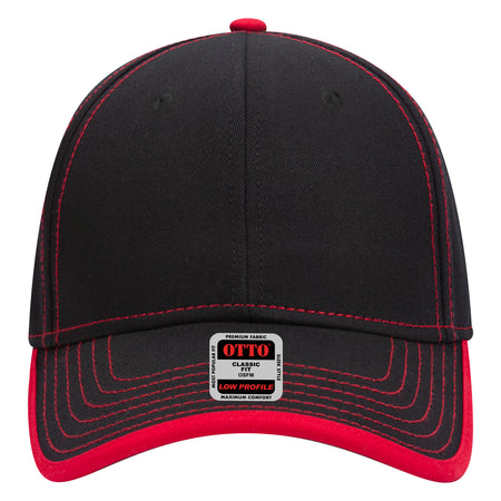 OTTO CAP 6 Panel Low Profile Baseball Cap OTTO 147-1071 Otto Cap 0302 - Blk/Red OSFM - Adult