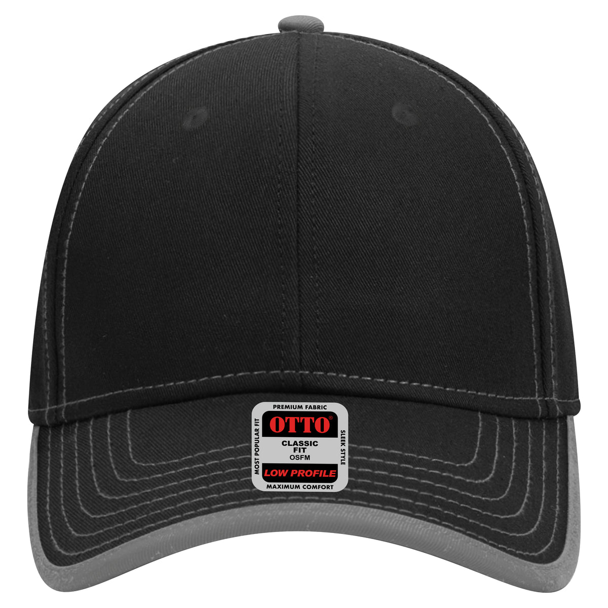 OTTO CAP 6 Panel Low Profile Baseball Cap OTTO 147-1071 Otto Cap 0314 - Blk/Gry OSFM - Adult