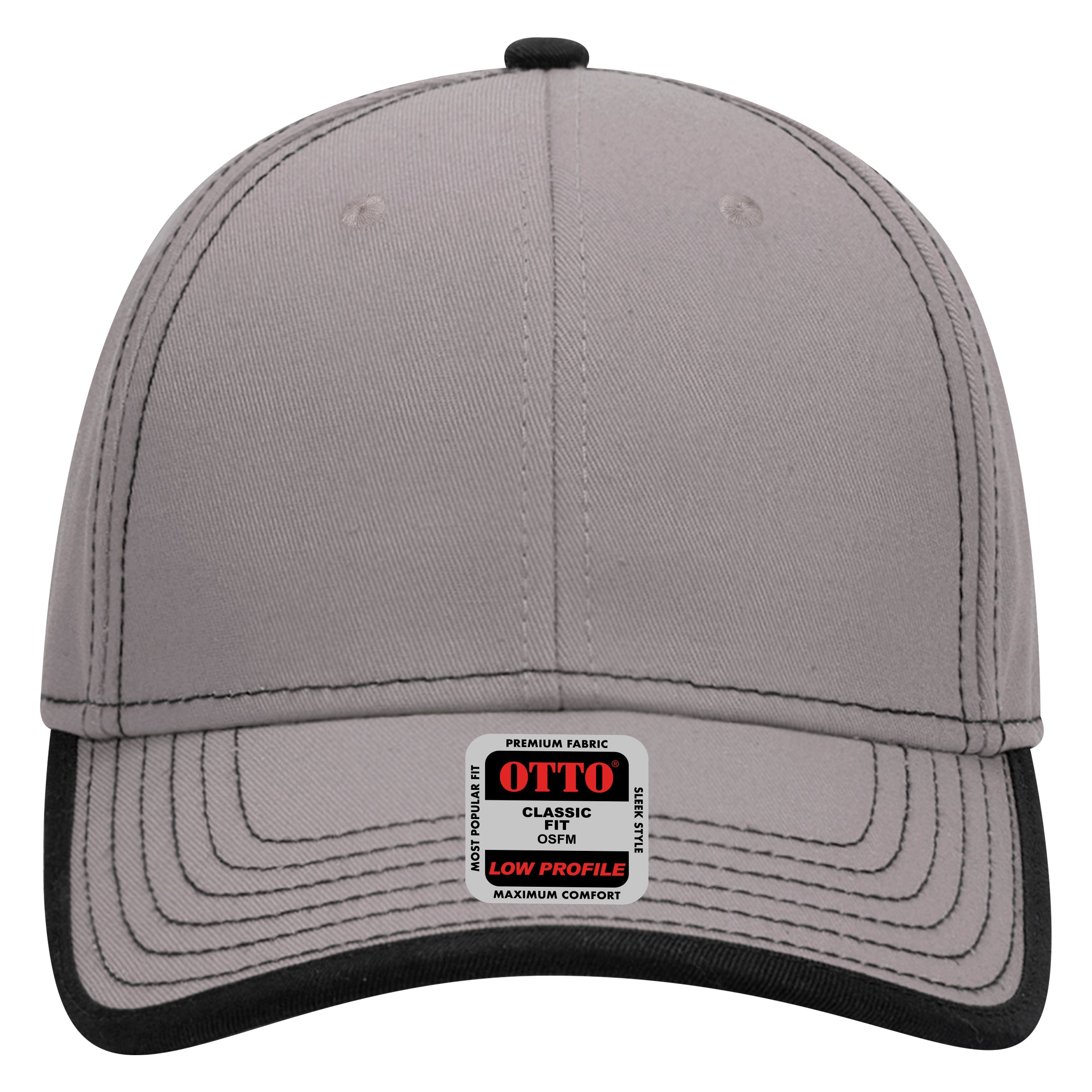 OTTO CAP 6 Panel Low Profile Baseball Cap OTTO 147-1071 Otto Cap 1403 - Gry/Blk OSFM - Adult