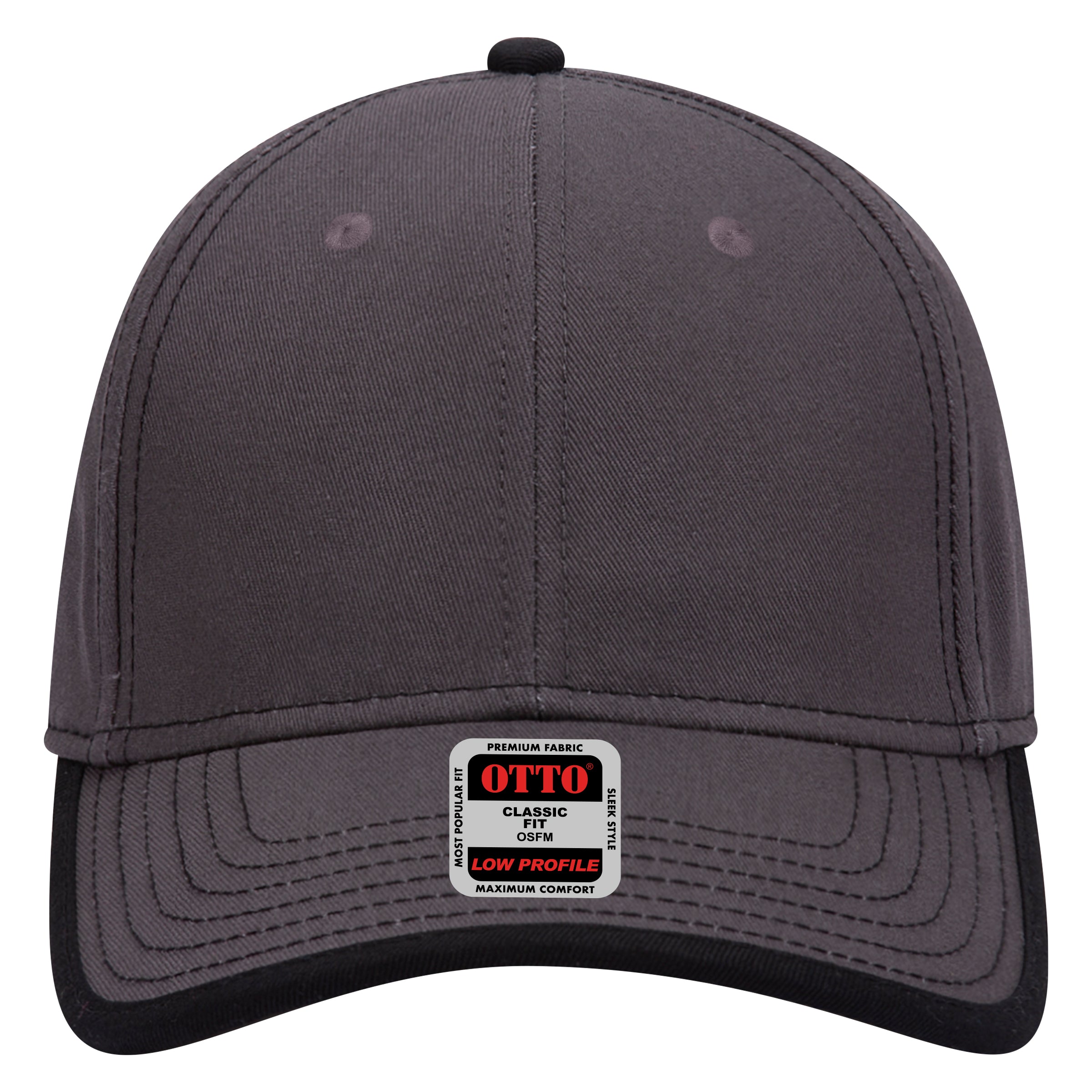 OTTO CAP 6 Panel Low Profile Baseball Cap OTTO 147-1071 Otto Cap 2503 - Ch.Gry/Blk OSFM - Adult