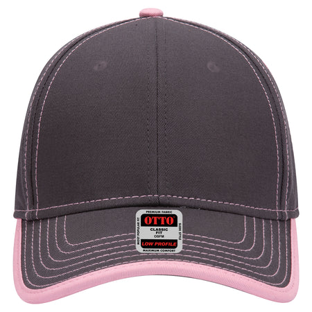 OTTO CAP 6 Panel Low Profile Baseball Cap OTTO 147-1071 Otto Cap 2550 - Ch.Gry/Pnk OSFM - Adult