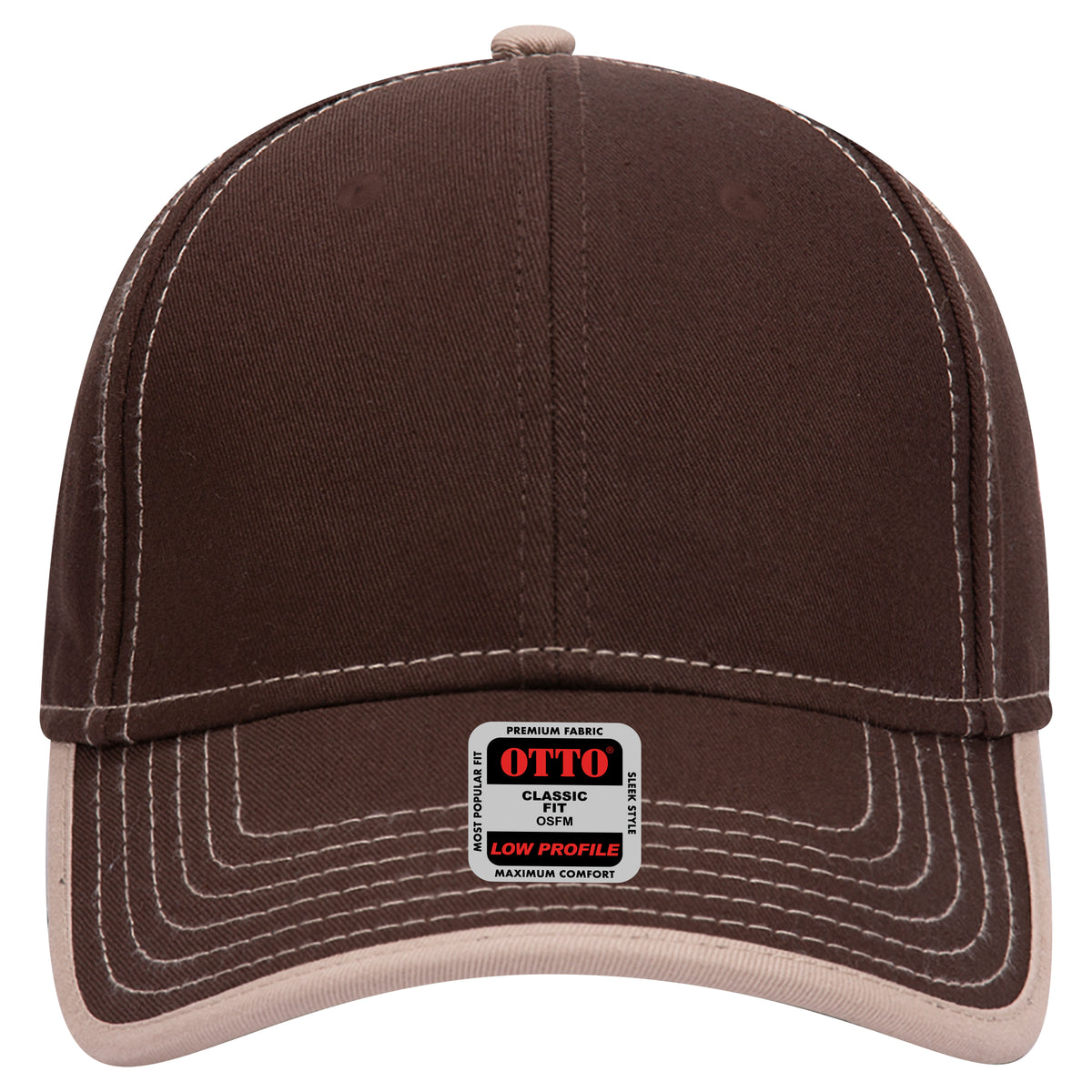 OTTO CAP 6 Panel Low Profile Baseball Cap OTTO 147-1071 Otto Cap 3932 - Dk.Brn/Kha OSFM - Adult