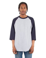 Shaka Wear Unisex Raglan Three-Quarter Sleeve T-Shirt - Shaka Wear SHRAG