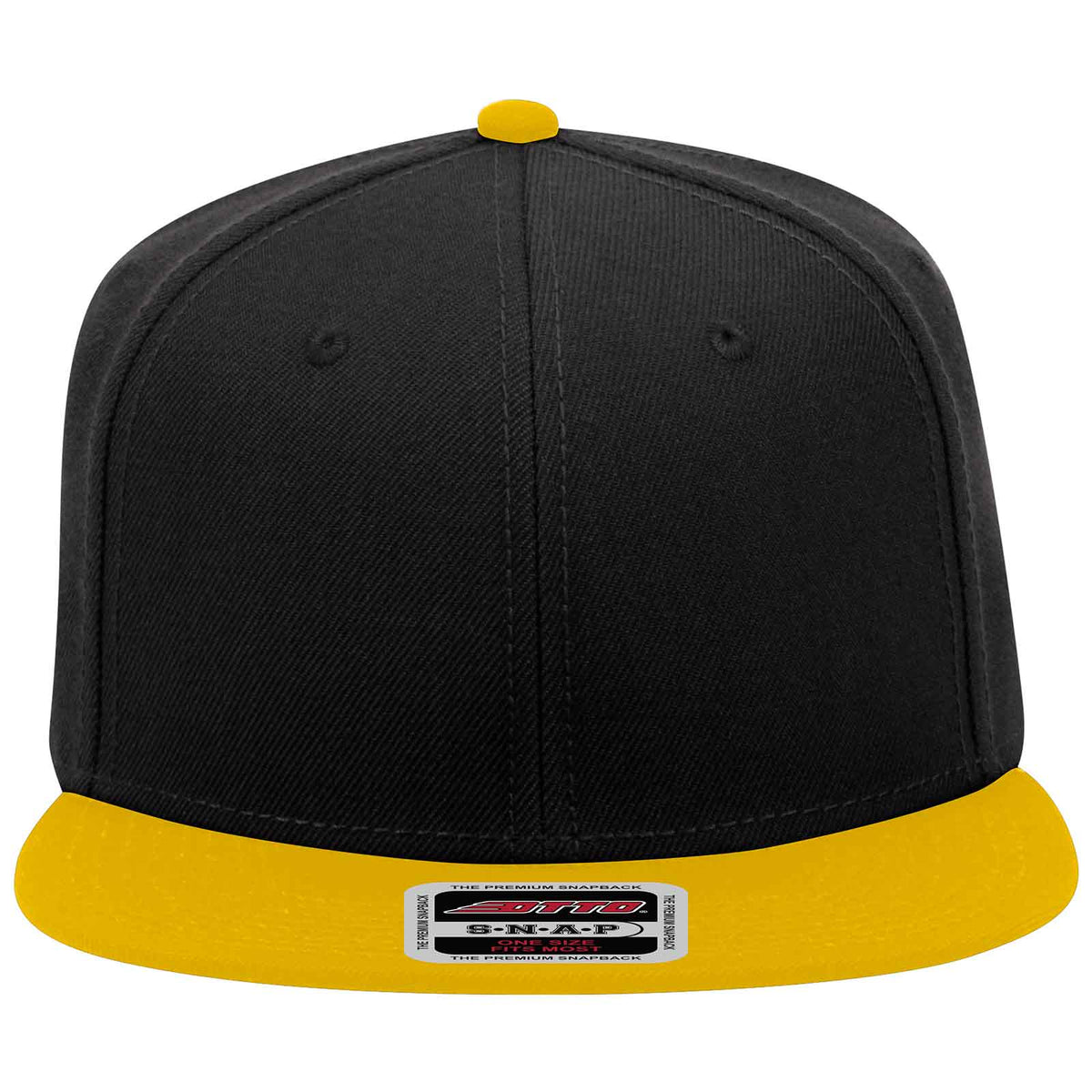 OTTO CAP "OTTO SNAP" 6 Panel Mid Profile Snapback Hat OTTO 148-1086 Otto Cap 060303 - Gld/Blk/Blk OSFM - Adult