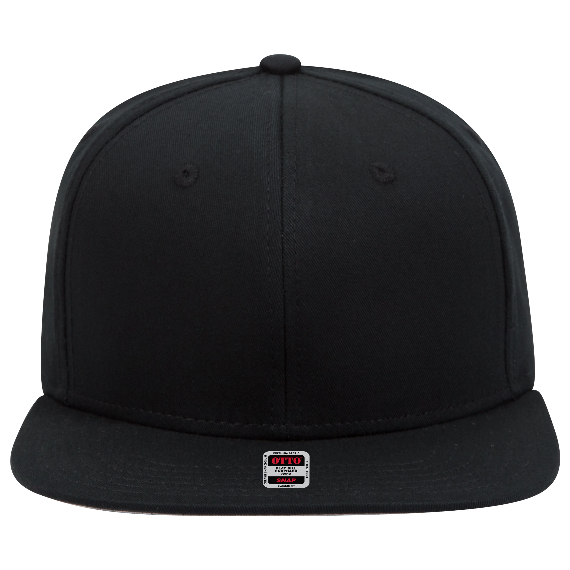 OTTO CAP "OTTO SNAP" 6 Panel Mid Profile Snapback Hat OTTO 148-1197 Otto Cap 003 - Black OSFM - Adult