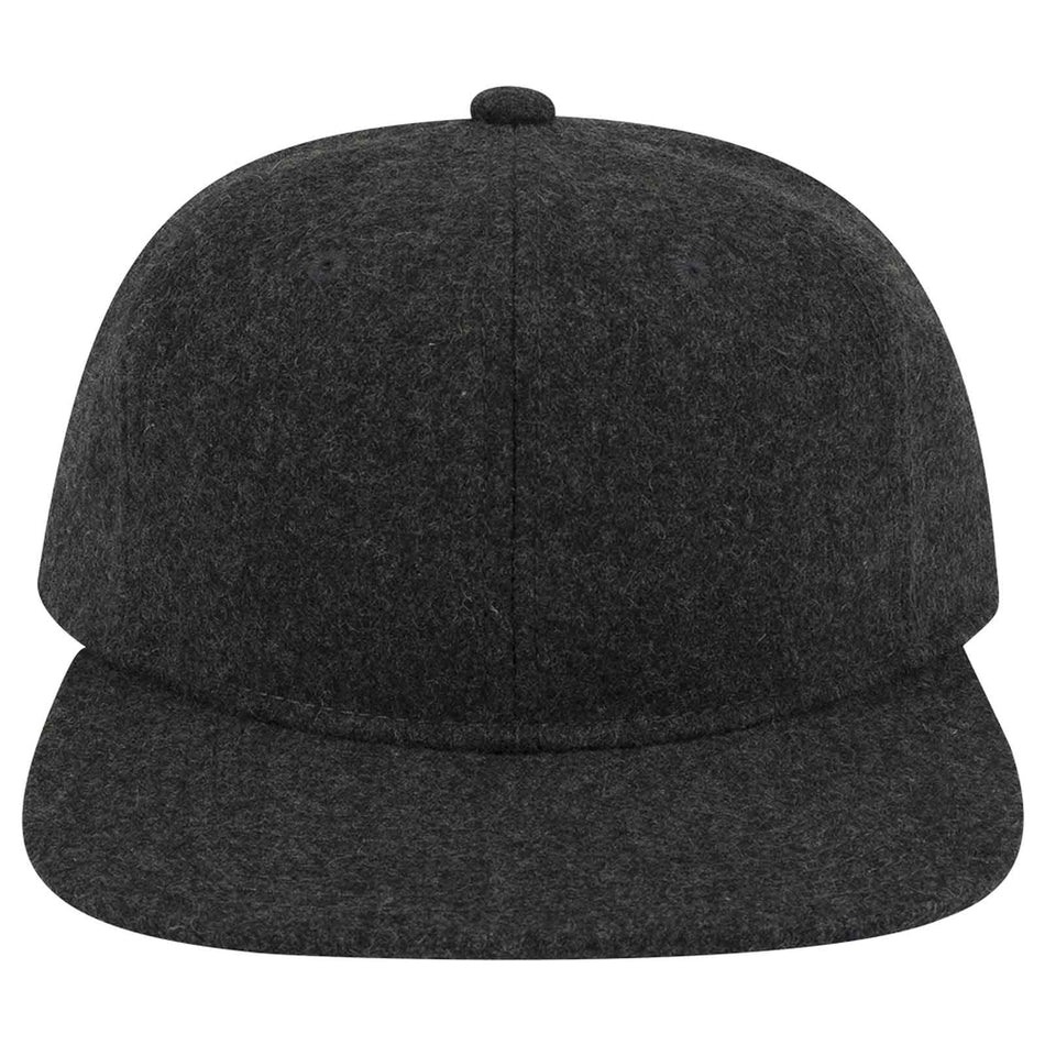 OTTO CAP 6 Panel Mid Profile Flat Visor Strapback Hat OTTO 148-1200 Otto Cap 080 - Heath. Black OSFM - Adult