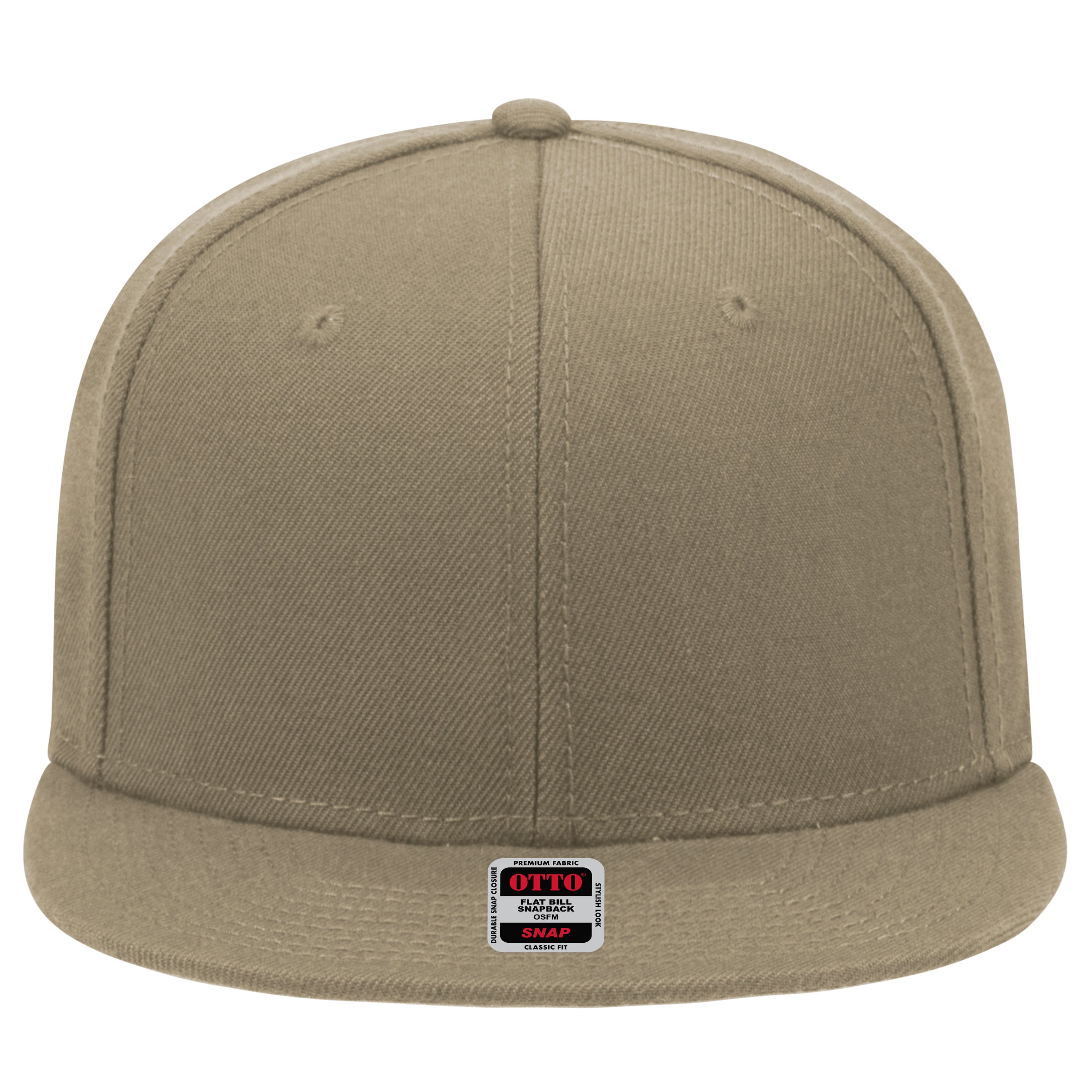 OTTO CAP "OTTO SNAP" 6 Panel Mid Profile Snapback Hat OTTO 148-1267 Otto Cap 032 - Khaki OSFM - Adult