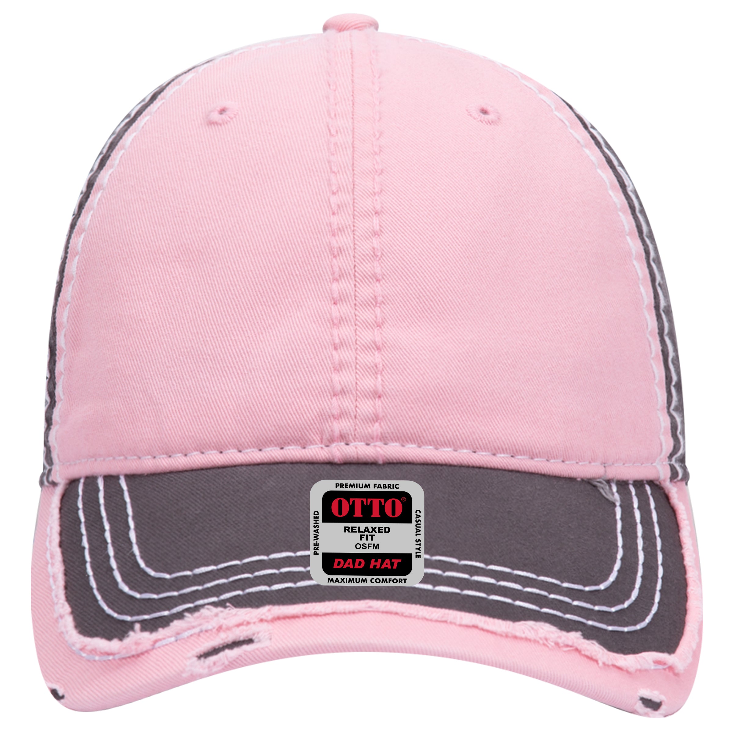 OTTO CAP 6 Panel Low Profile Dad Hat OTTO 149-1091 Otto Cap 255025 - Ch.Gry/Pnk/Ch.Gry OSFM - Adult