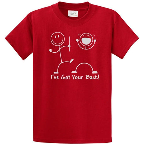 Funny T-Shirt Stick Figures I Got Your Back - Regular, Big and Tall Joe's USA Red 4XL