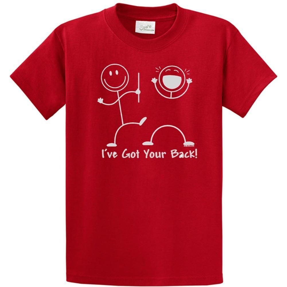 Funny T-Shirt Stick Figures I Got Your Back - Regular, Big and Tall Joe's USA Red 2XLT