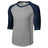 Youth 3/4 Sleeve Cotton Baseball Tee Shirts Joe's USA Heather Grey/Navy Youth X-Small