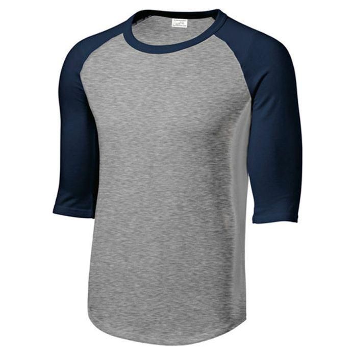 Youth 3/4 Sleeve Cotton Baseball Tee Shirts Joe's USA Heather Grey/Navy Youth X-Small