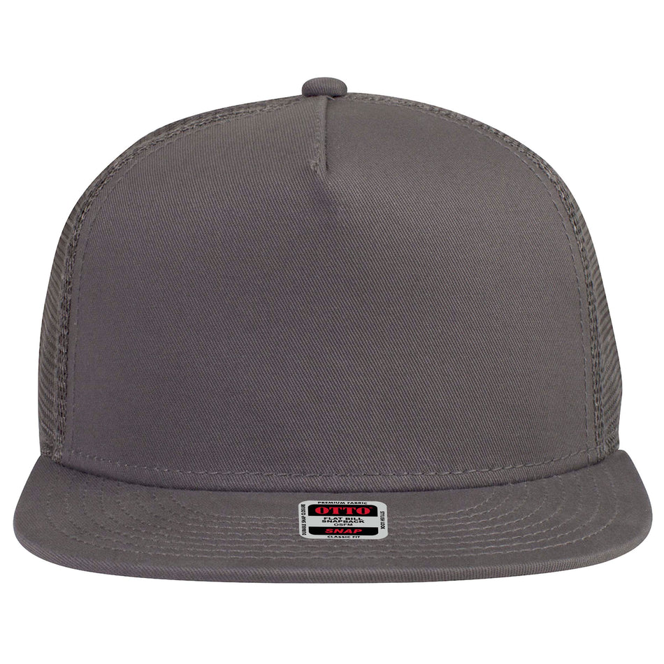 OTTO CAP "OTTO SNAP" 5 Panel Mid Profile Mesh Back Trucker Snapback Hat OTTO 154-1124 Otto Cap 025 - Char. Gray OSFM - Adult