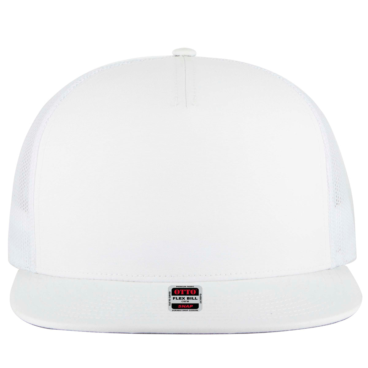 OTTO CAP "OTTO SNAP" 5 Panel Pro Style Mesh Back Trucker Snapback Hat OTTO 154-1174 Otto Cap 016 - White OSFM - Adult