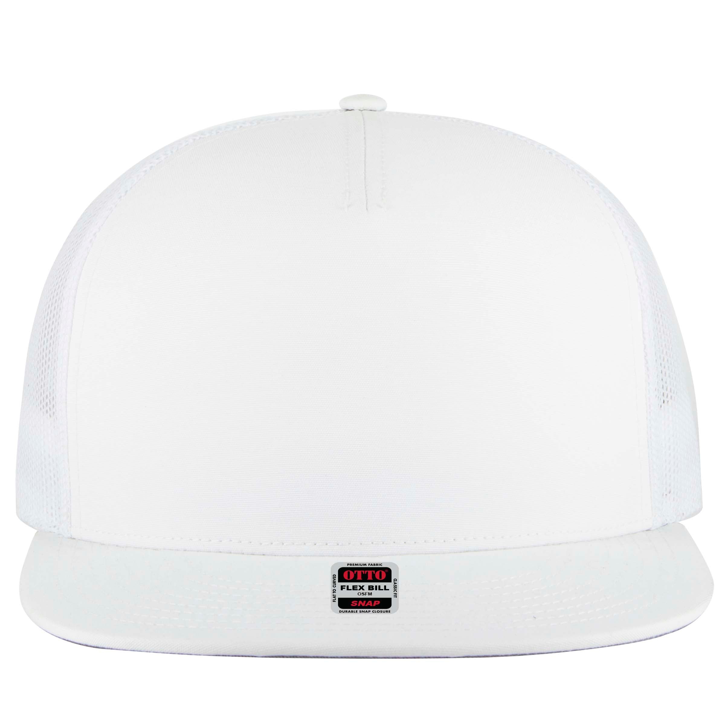 OTTO CAP "OTTO SNAP" 5 Panel Pro Style Mesh Back Trucker Snapback Hat OTTO 154-1174 Otto Cap 016 - White OSFM - Adult