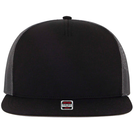 OTTO CAP "OTTO SNAP" 5 Panel Pro Style Mesh Back Trucker Snapback Hat OTTO 154-1174 Otto Cap 030325 - Blk/Blk/Ch.Gry OSFM - Adult